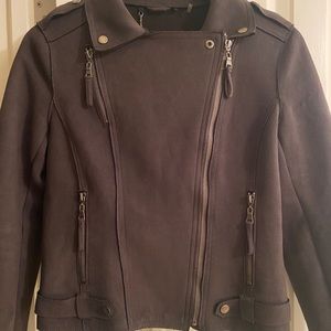 Faux suede biker jacket.
